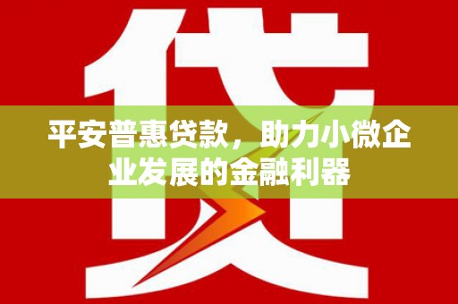 敖汉旗平安普惠贷款，助力小微企业发展的金融利器